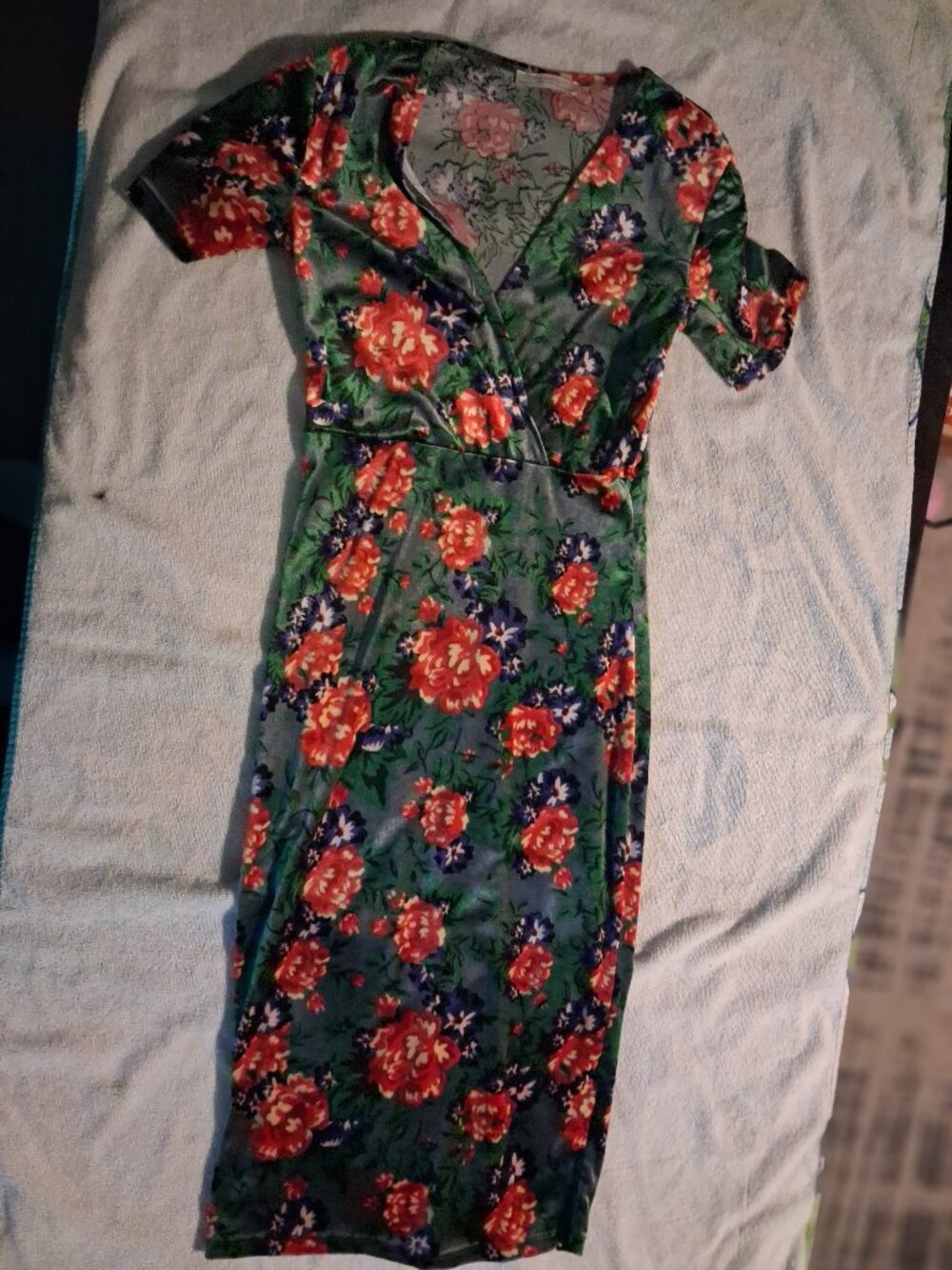 Velvet floral pattern dress